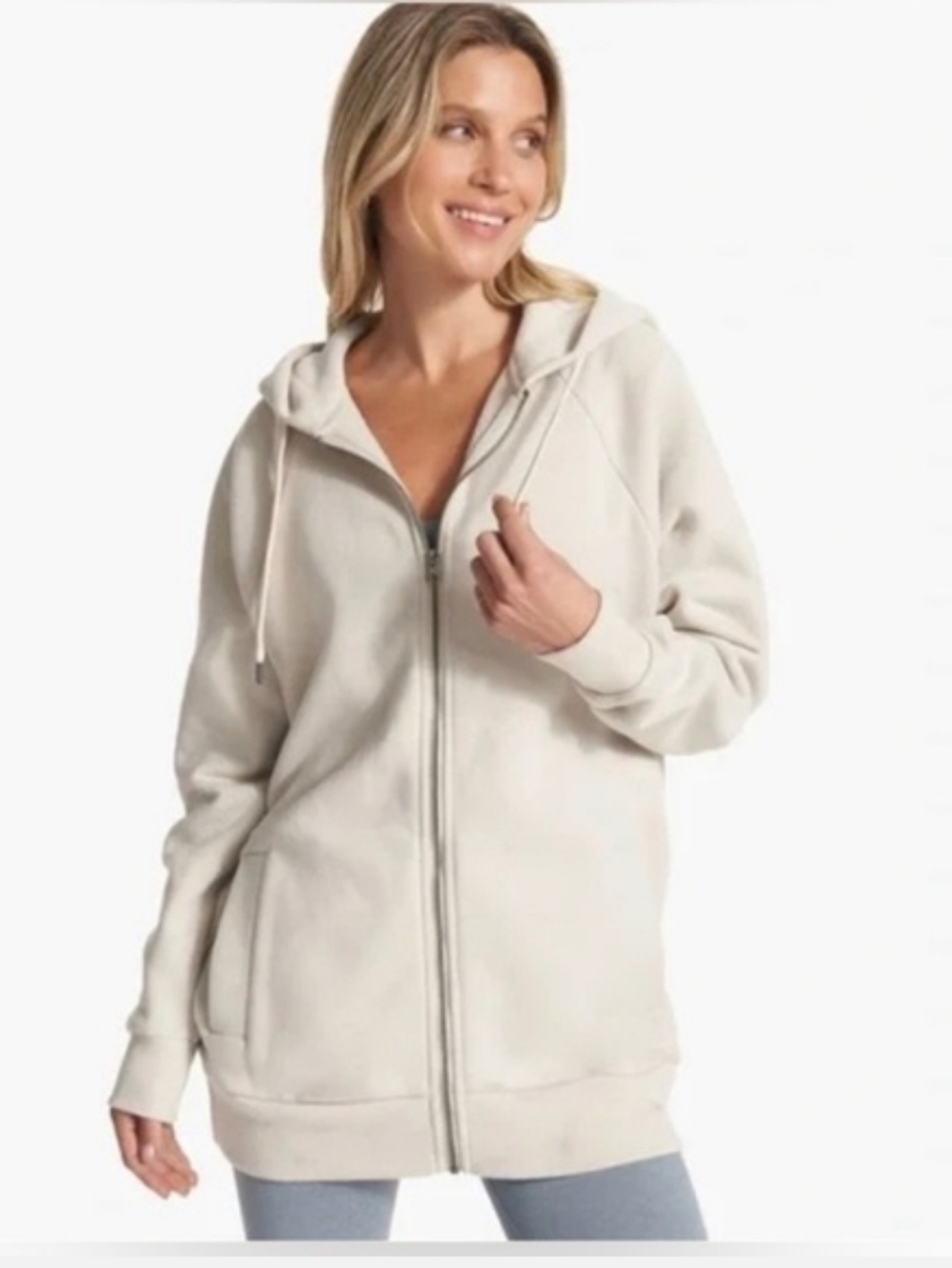 Vuori Restore Full Zip Hoodie Bone/Cream Color Oversized Organic Cotton Size XL - Picture 1 of 12